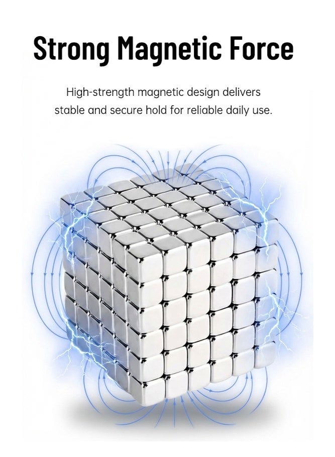 SHABILI 216Pcs 5mm Silver Magnetic Cube Building Set for Teens & Adults 14+, Strong Metal Magnetic Blocks for 2D 3D Shapes and Creative Play, Stress Relief Desk Toy Improves Focus Hand Skills with Storage Box (Silver) - Image 3